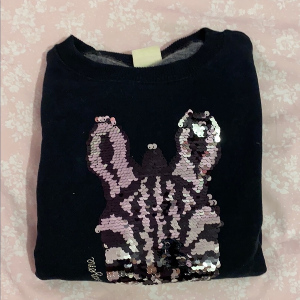Zara Girls flip sequin zebra sweatshirt